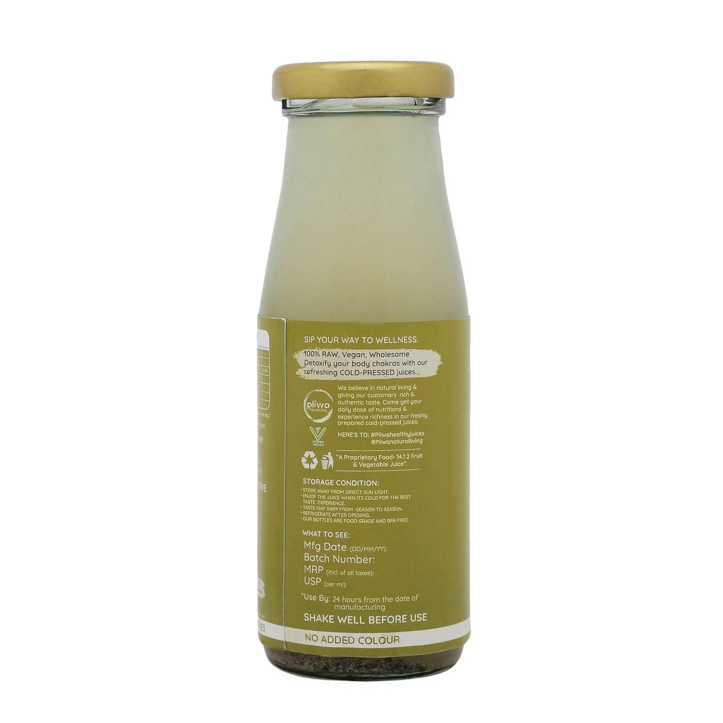 Cold Pressed Juice | Pranic- Ashgourd with lemon and Pepper | Fresh | Detox Juice