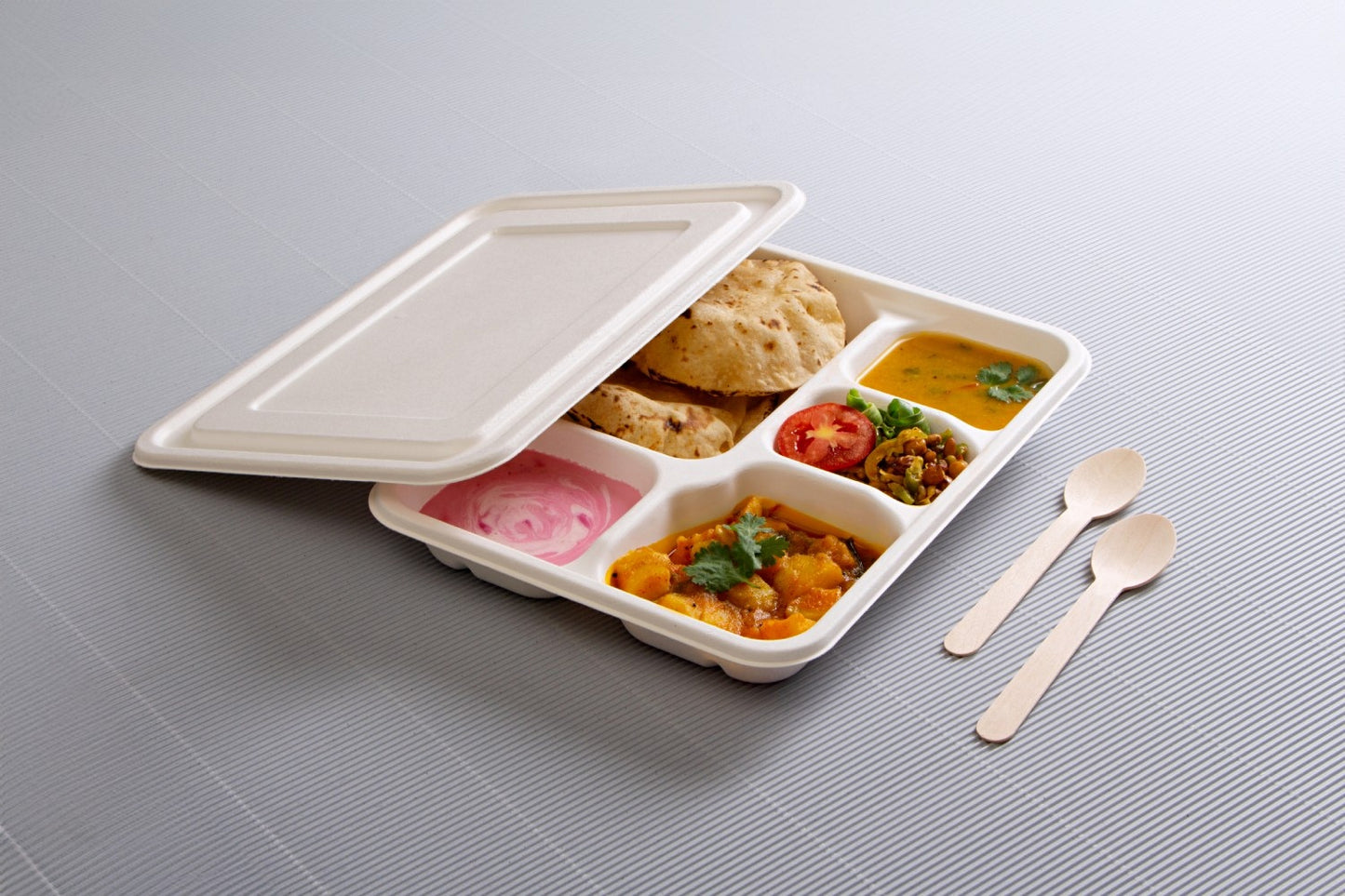 Bagasse Meal Tray 8CP with Anti leak Lid